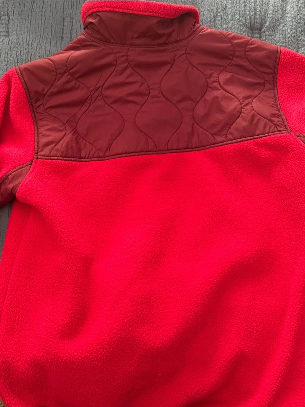 The North Face Red Fleece Pullover with Light Blue Accents